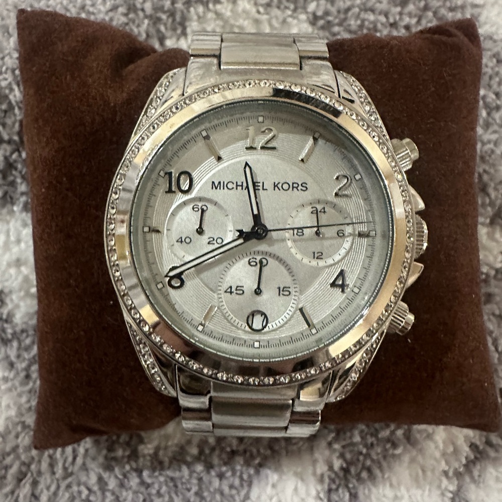 Michael Kors Silver Watch with Crystal Accents